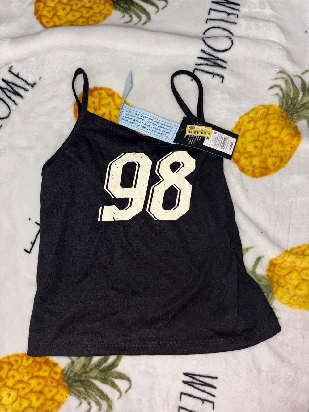 Black 98 Graphic Cami Tank Top - kids size 8